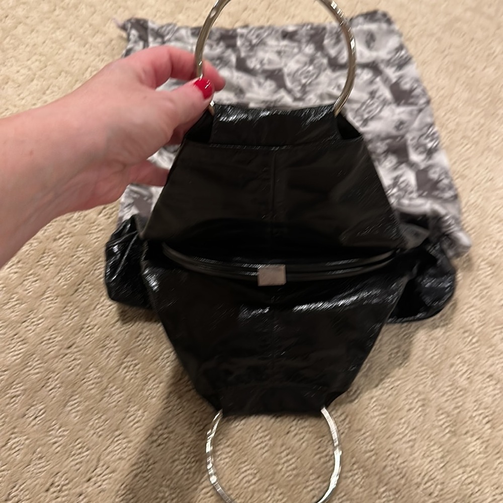 Junior Drake black leather clutch with silk dust bag - Picture 3 of 5